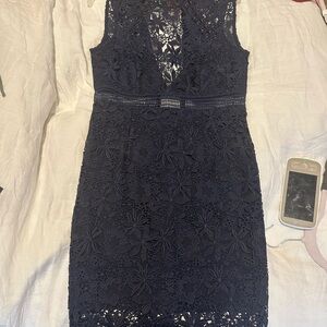 Bardot Navy Floral Lace Mini Dress